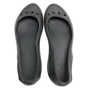 CROCS Black Slip On Round Toe Rubber Waterproof Flats Loafers Casual Shoes sz 8